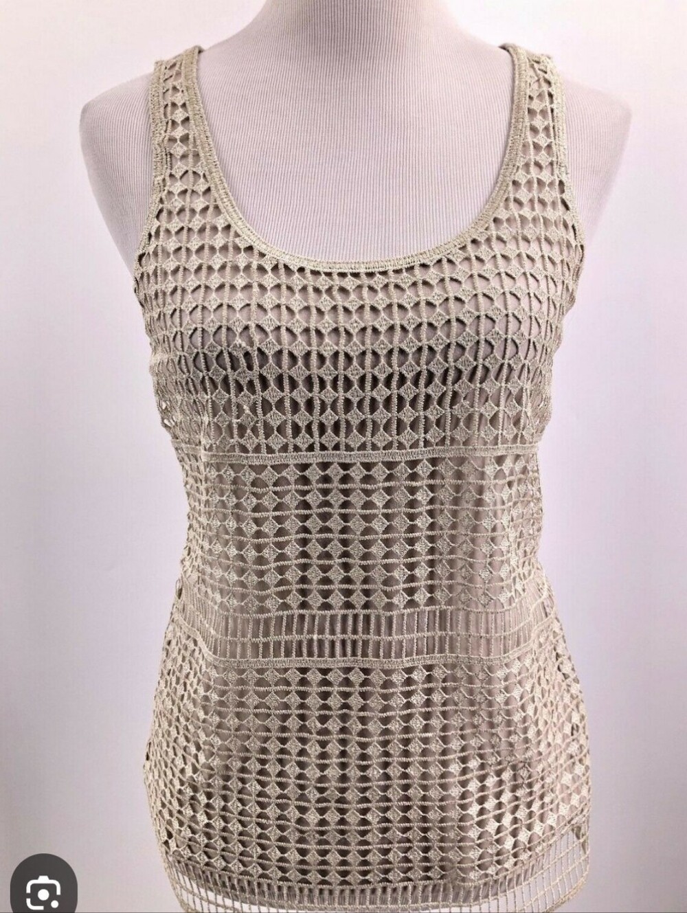Express Beige Crochet Tank Top
